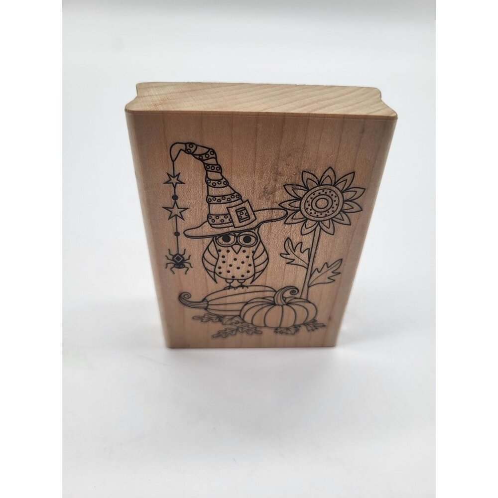Hampton Art Owl Witchy Halloween Fall Art Wood Mount Rubber Stamp Craft Card
